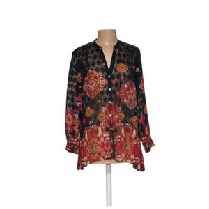 Elegant Black and Red Patterned Women's Top